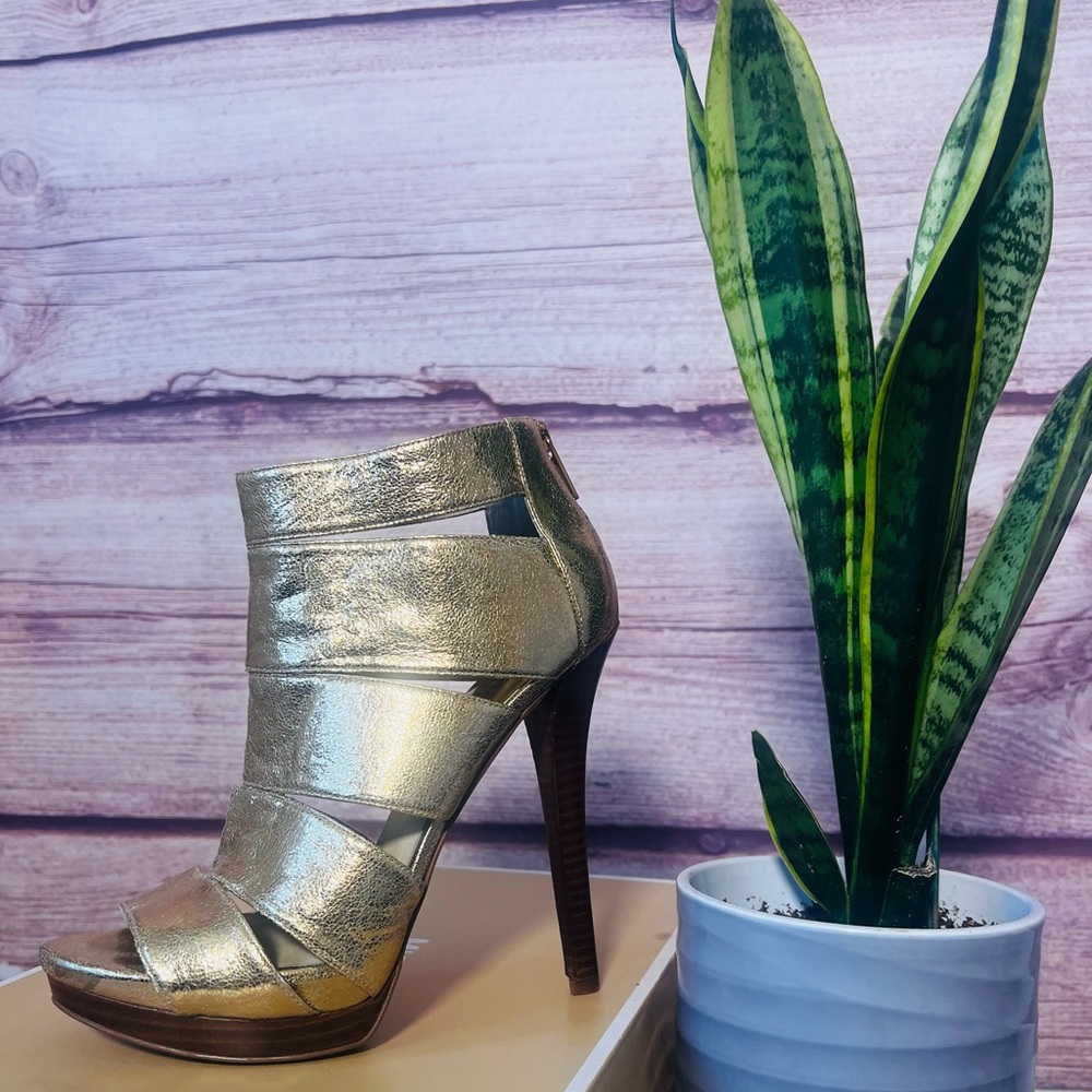 Gold high heels